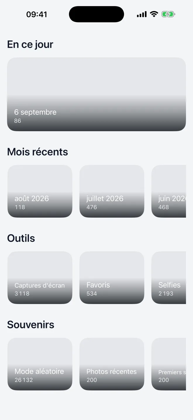 L’onglet Trier organise les souvenirs en petites séries
