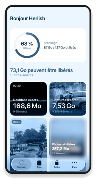Clean tab: 73.1 GB can be freed across 10,132 items.